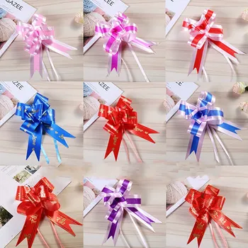 

10pcs Pull Bow Ribbons Wedding Birthday Party Decor Happy New Year Gift Packing Romantic Home Car Decor DIY Pull Flower Ribbons
