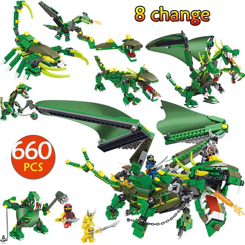 

660pcs Ninjagoed Movie Mechanical Dragon Building Blocks Compatible Legoingly Ninjagoed Battle Dragon Bricks Toys for Children