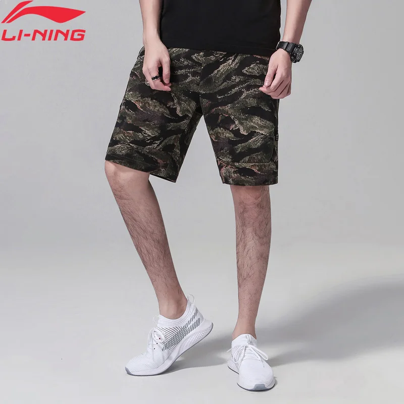 Li Ning мужские баскетбольные шорты серии BAD FIVE 87% хлопок 13% полиэстер обычная