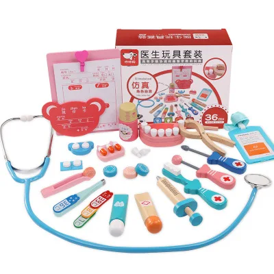 Медицинская коробка для врача, стоматолога, детская игрушка, смешная, ролевые игры, настоящая жизнь, косплей, 24 шт., ролевые игры для детей, деревянные игрушки - Цвет: Style 3    24PCS