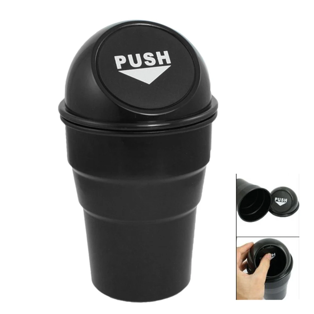 Black Plastic Cover Car Ashtray Trash Bin Garbage Containerin Stowing