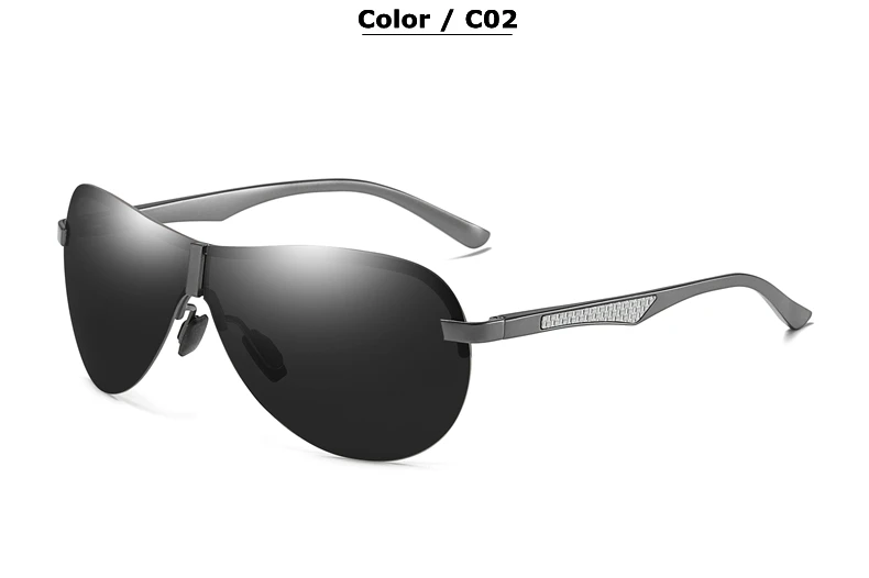 Новинка, поляризованные солнцезащитные очки из алюминиевого сплава без оправы, мужские солнцезащитные очки для вождения, мужские фирменные дизайнерские солнцезащитные очки - Цвет линз: T0564 C02