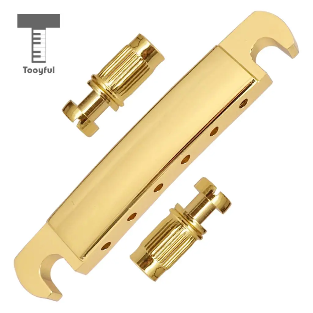 Tooyful Golden Alloy Tune-O-Matic Bridge Set w/ Wrench Studs Set for LP Style Guitar