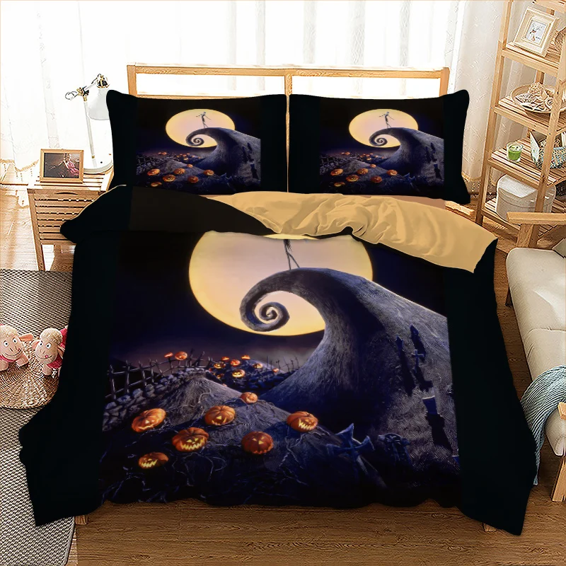 

Jack-o-lanterns halloween bed linen set quilts and Bedding Set Queen King Twin Full AU Single UK Double Moon Pillow Cases 3pcs