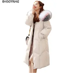 Новый Зимний пуховик Parker Для женщин большой меховой воротник Плотная теплая куртка большой размер Женская зимняя обувь белая утка вниз