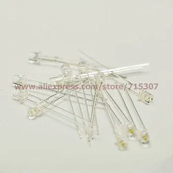 

PHISCALE 50pcs 3mm white led round with flat top transparent lens high brightness 2pins through hole