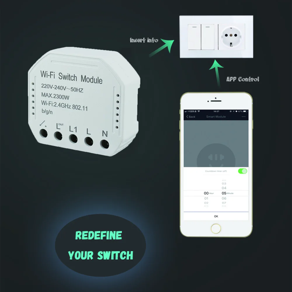Приложение Smart жизнь Wi-Fi Смарт модуль коммутатора 220-240 V 2300 W Управление; Таймер Выключатель света голос Управление работать с Amazon Alexa Google