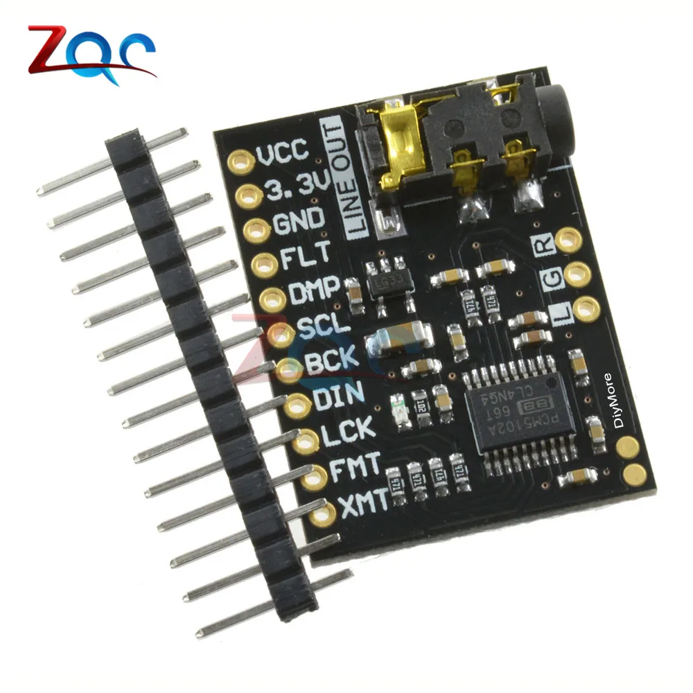 

for Raspberry Pi pHAT Sound Card I2S interface PCM5102 DAC Module 24-bit Audio Board With Stereo Jack Beyond ES9023 PCM1794