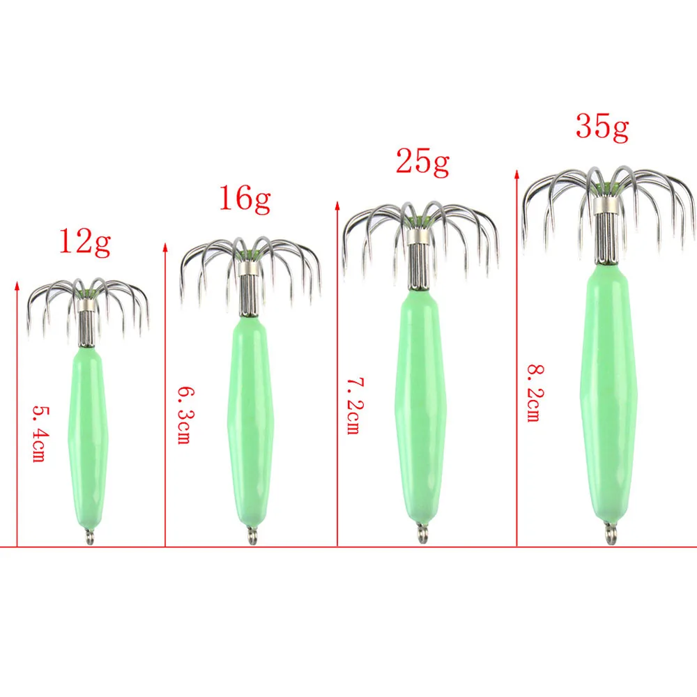 1 шт. из нержавеющей стали светящиеся крючки с блесной в виде кальмара рыболовные снасти приманки кальмары крючок 12 Pin зонтик тип Осьминог Рыболовный крючок Pesca