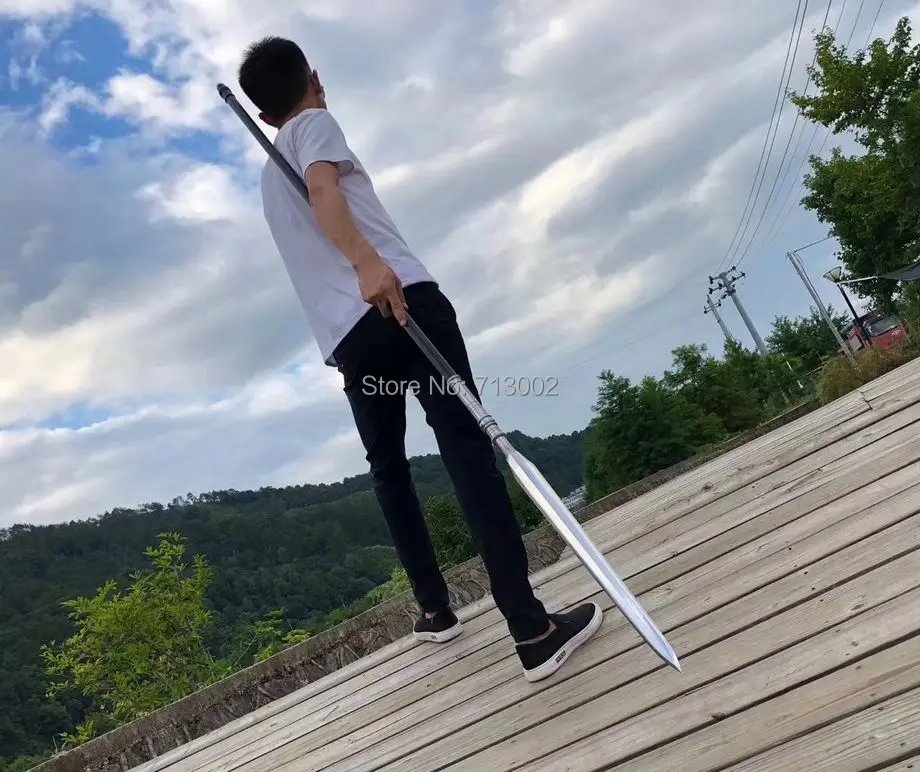 203cm Chinese Kund Fu Spear Sharp Spearhead Manganese Steel Blade Wushu Sword Full Tang