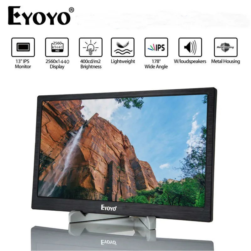 Eyoyo 13 &quot2560x1440 Высокая Разрешение 400cd/m2 ips игровой монитор с двойной HD Вход