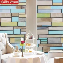 Дешевый ПВХ окрашенный кирпичный узор Электростатическая стеклянная пленка гостиная спальня ванная комната офис Балконная дверь водостойкая оконная пленка