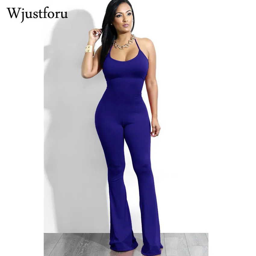 Wjustforu Sexy Spaghetti Strap Backless Jumpsuit Women Bandage