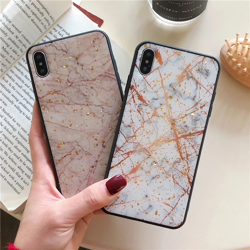 

Gray Tin Foil Marble Phone Case for Iphone Xs Max Xr Glitter Sequins Case for Iphone 6s 7plus 8 X Soft Silicon Case Back Cover