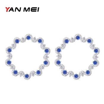 

YAN MEI 2017 Fashion Luxury High Quality Zirconia Leaves Shape Round Shinning Stud Earring For Women GLE6492