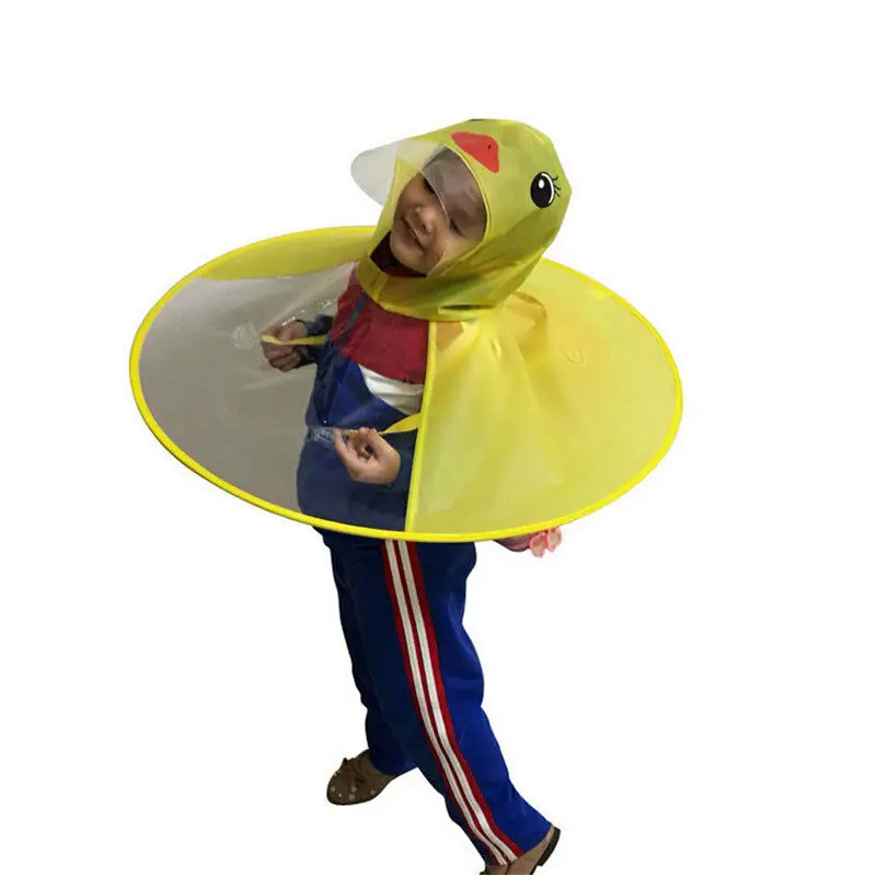 

Rain Coat UFO Duck Kids Baby Children Umbrella Hat Magical Hands Free Raincoat