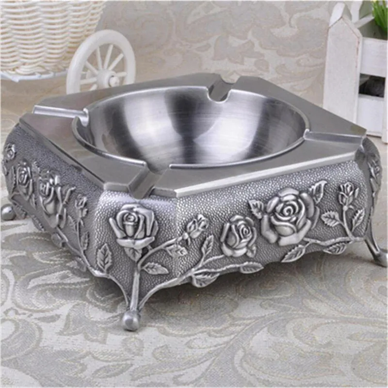 Metal craft European retro ashtray round / square rose creative