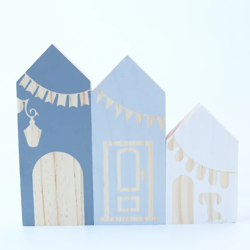 

Northern Style TINYTOWN Hand Painted Original Wooden Stacking Play Blocks Wooden Old Town Blocks Decor Wooden Houses Decor