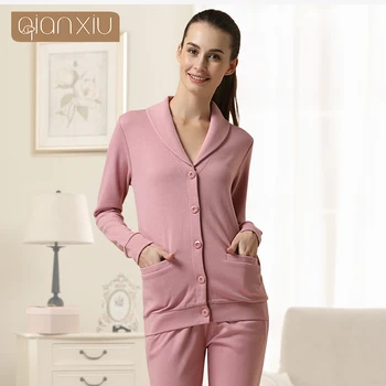 

Qianxiu Pyjamas Modal Cotton Pajama Set For Women Casual Patchwork Home clothing Couples Matching Lounge Wear 1501