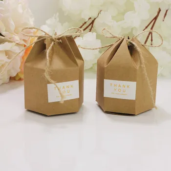 

50/100pcs Candy Dragees Box Kraft Gift Bag Wedding Favor Deco Mariage Carton Gift Boxes Pie Party Box Bag Eco Friendly Kraft