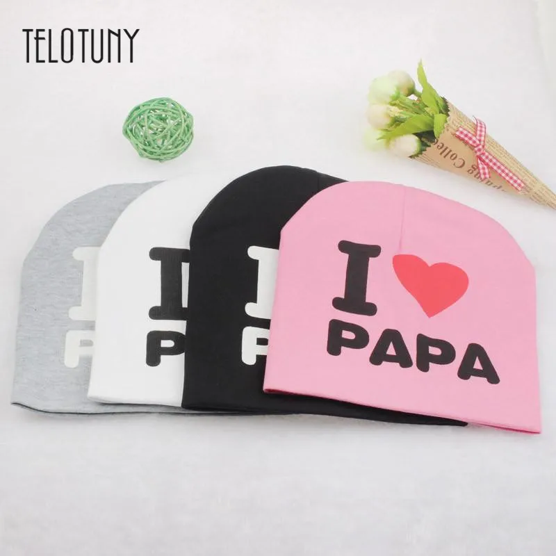 

TELOTUNY Knitted Warm Cotton Beanie Hat I LOVE PAPA MAMA Print Baby Kids Hats soft stretchy thick warm cute fashion S3FEB14