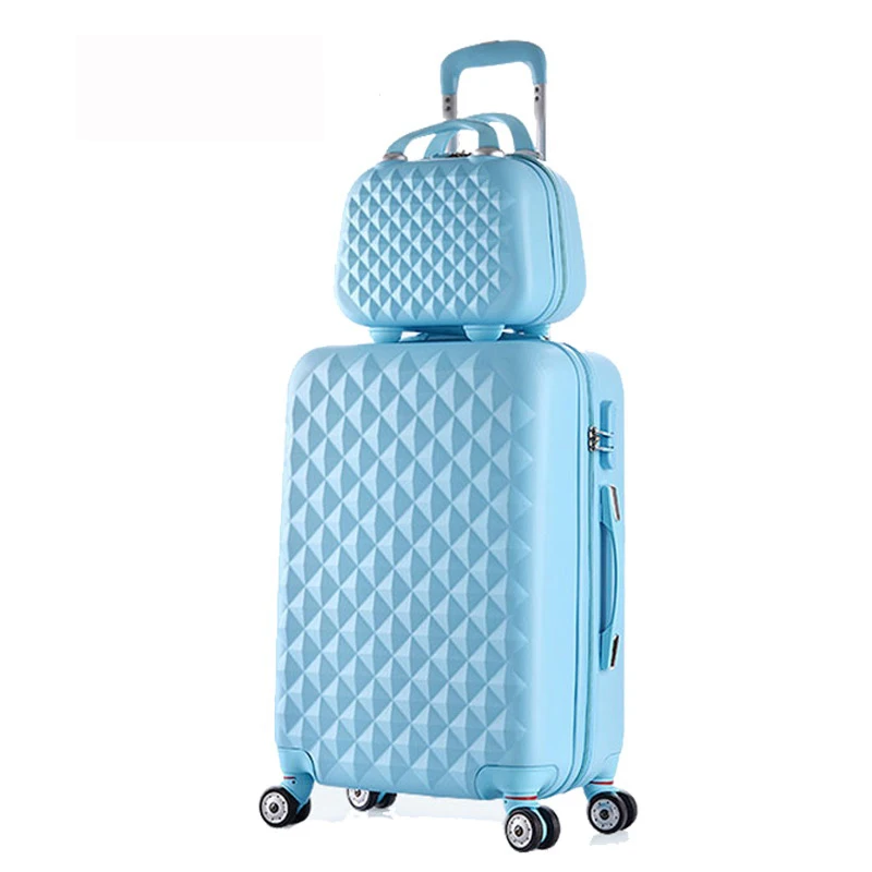 

2 PCS/SET beautiful 14 polegada Cosmetic Bag 20"24"28"polegadas girl students trolley travel luggage suitcase with wheels woman