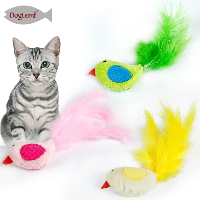Pet Cat bird feather scratch catnip toy ball for kitten funny small