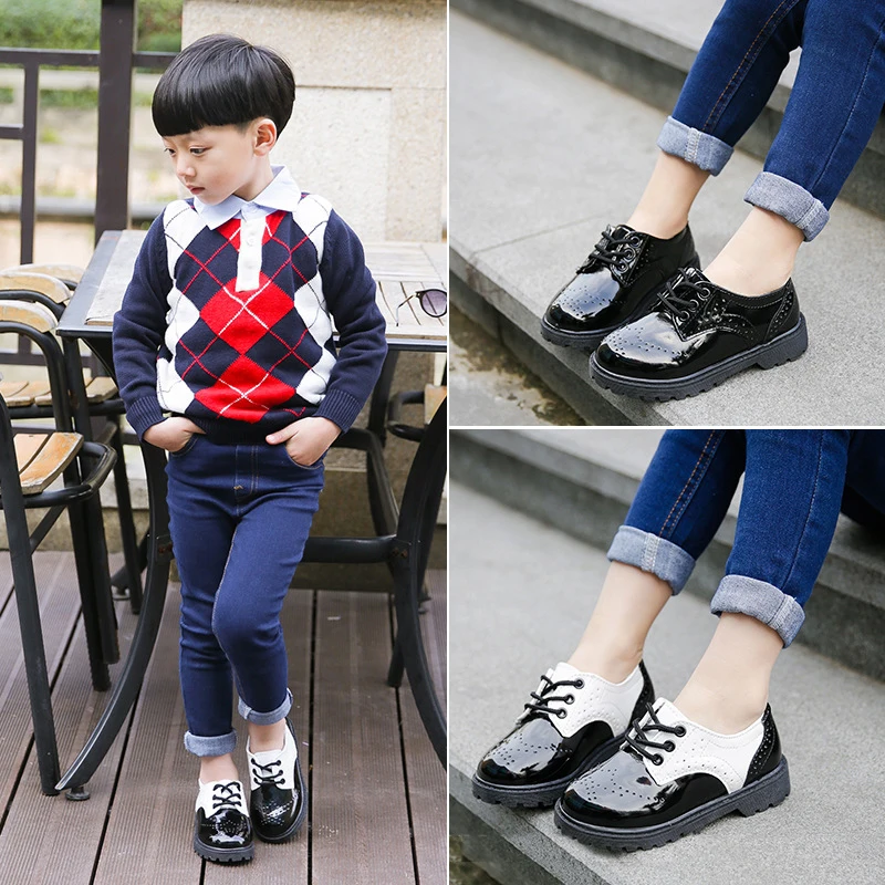 DIIMUU Новая мода малыш дети ребенок для мальчиков и девочек кожаные туфли уличная эластичная лента Британский Стиль Уличная обувь