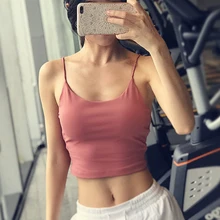 Женская Спортивная майка с пуш-ап подкладкой, безпроволочный противоударный жилет для спортзала, фитнеса, бега, спортивный жилет