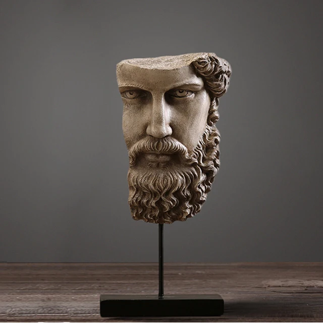 American rustic style retro sculpture of ancient Greece half face peple