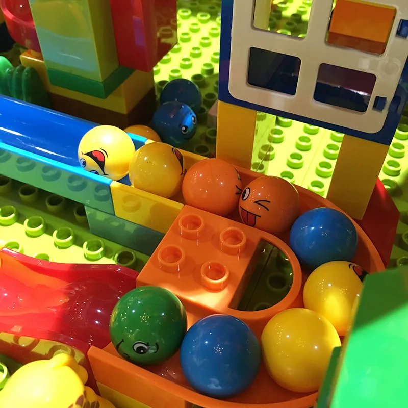 Мраморный гоночный лабиринт, шарики, строительные блоки, игрушки для детей, сделай сам, большой кирпич, джунгли, горки, строительные блоки, игрушка, совместимая с Duploe