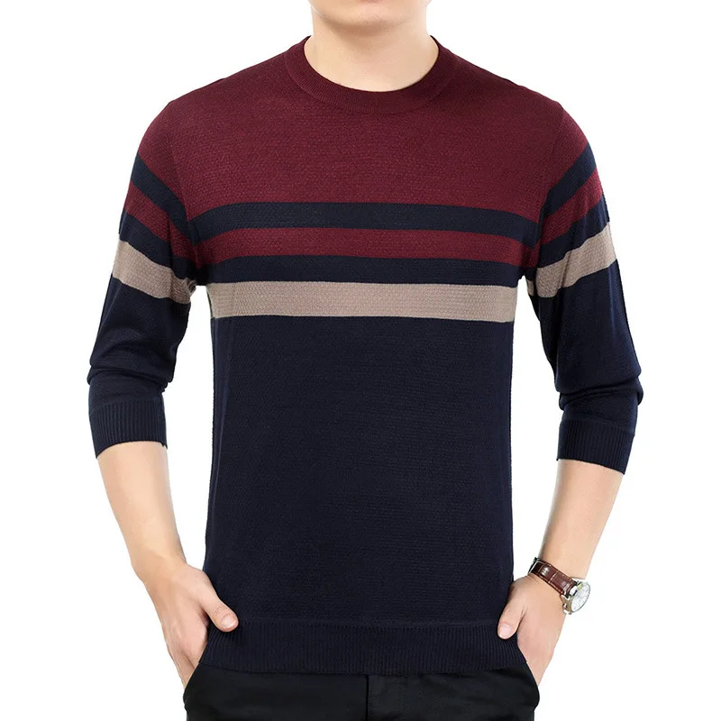 Мужская Новая зимняя коллекция года, мужские цветные вязаные свитера с длинными рукавами, минималистичный тонкий мужской свитер с круглым вырезом