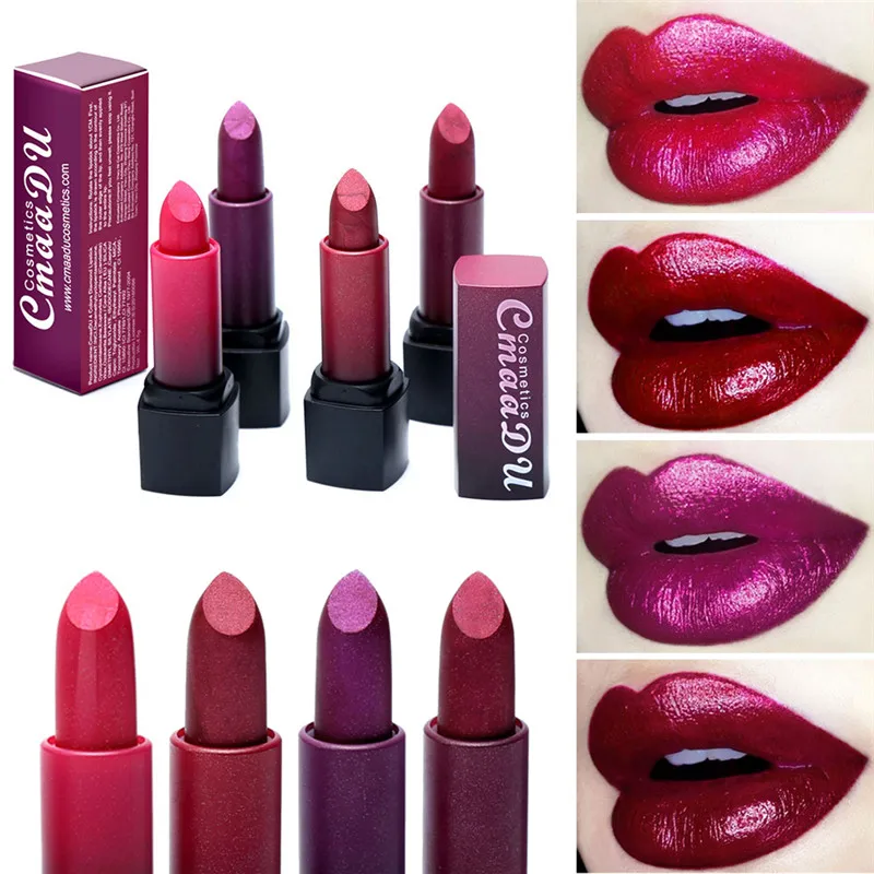 

4 Colors Lipstick Waterproof Long-lasting Non-stick Cup Lip Stick Makeup Lips Matte Nude Metallic Matte Lipsticks Cosmetics