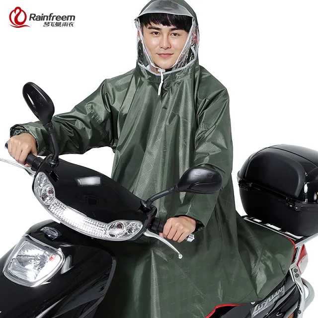 Rainfreem мужчины/женщины непроницаемый электромобиль/плащ от дождя для езды на велосипеде плотный дождевик двойной прозрачный капюшон от дождя снаряжение дождевик - Цвет: Plaid Army Green