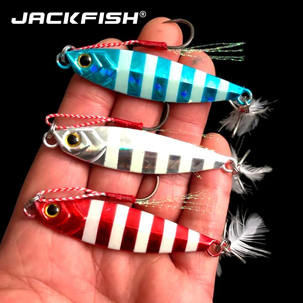 JACKFISH, 20 г/6 см, 3D глаза, лазерная приманка для тела, светящаяся металлическая приманка-джиг, блестящий нож, искусственная жесткая приманка, морская веревка, рыболовная приманка