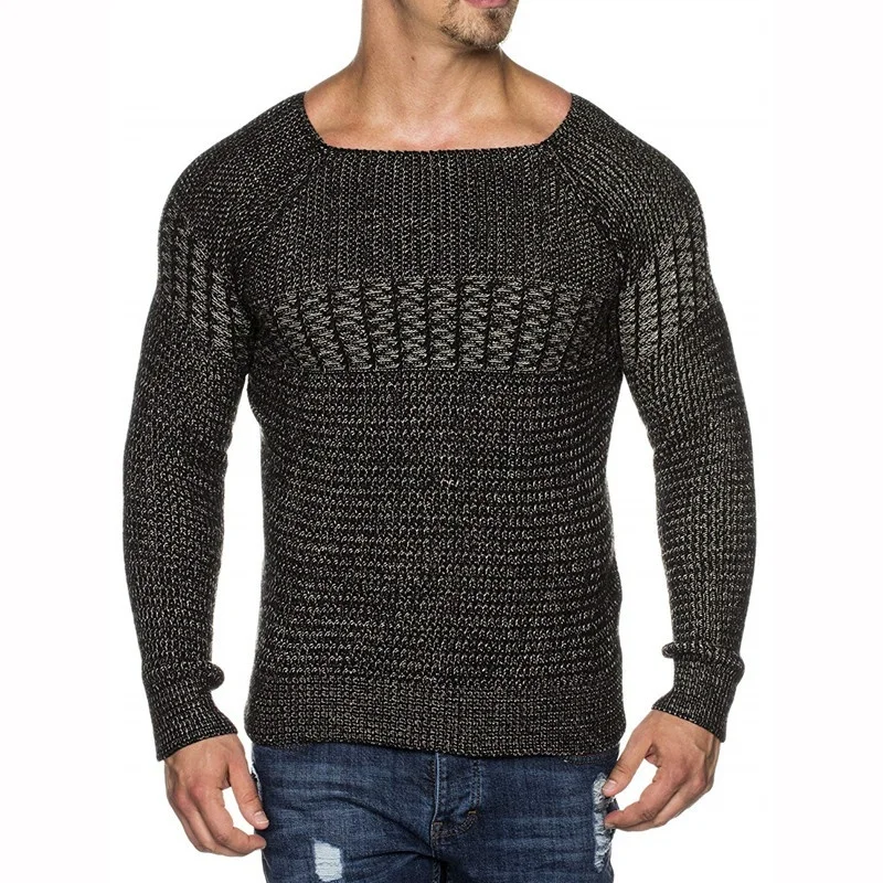 Men's Knit Sweater with Scarf Collar Slim Knit hip hop streetwear long sleeve high quality autumn man's sweaters