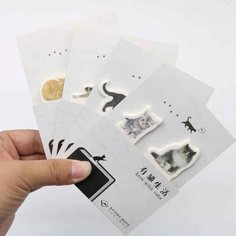 

Children'S Text Has A Cat Life Post Message Note N Times Hand Account Album Decoration Stickers School Office Supplies 2pc