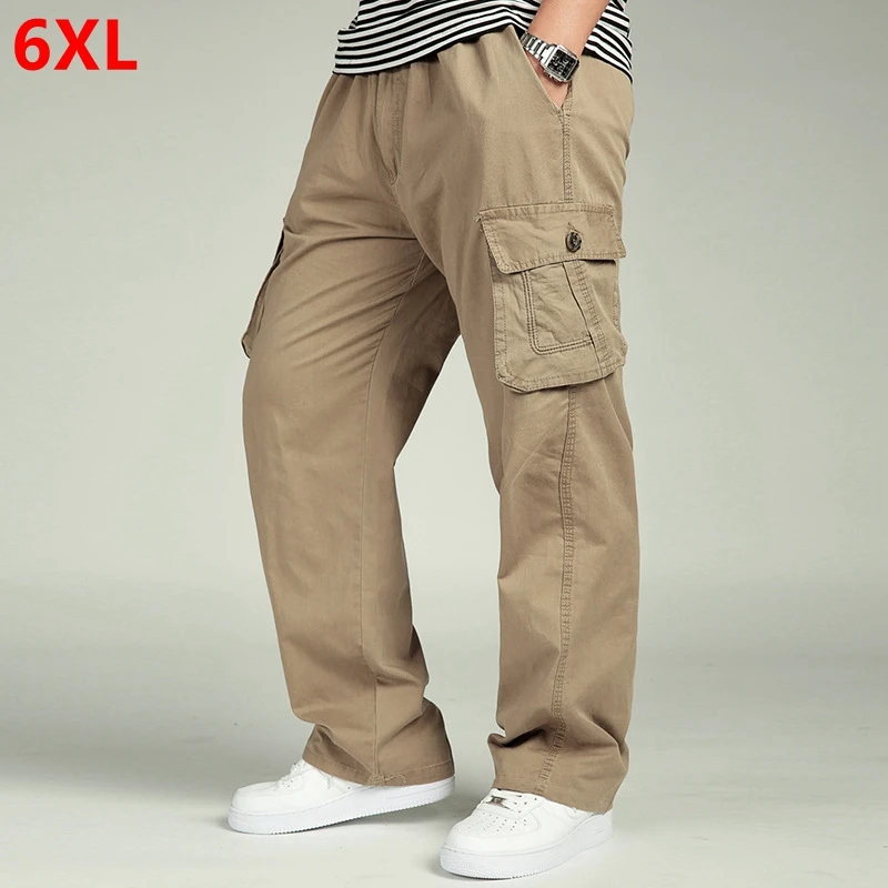 Goede En najaar mannen losse grote maat XL straight broek oversize elastische taille broek casual broek mannen 6XL 5XL 4XL 3XL