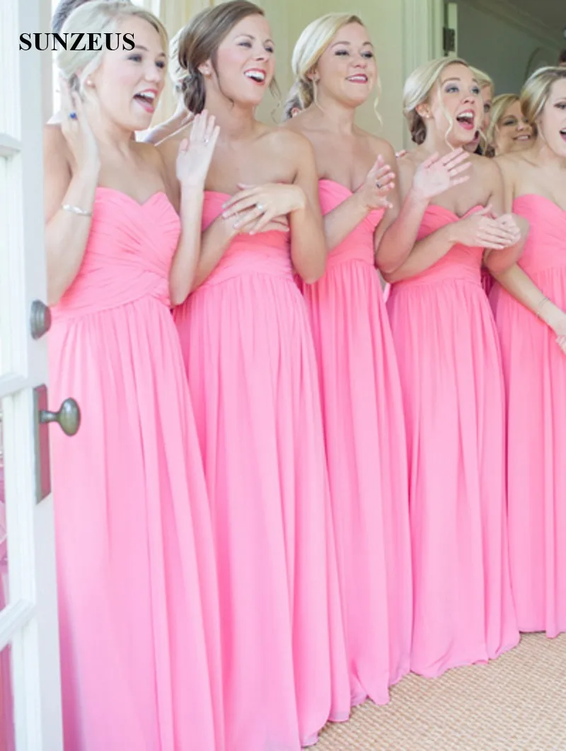 long bright pink dress