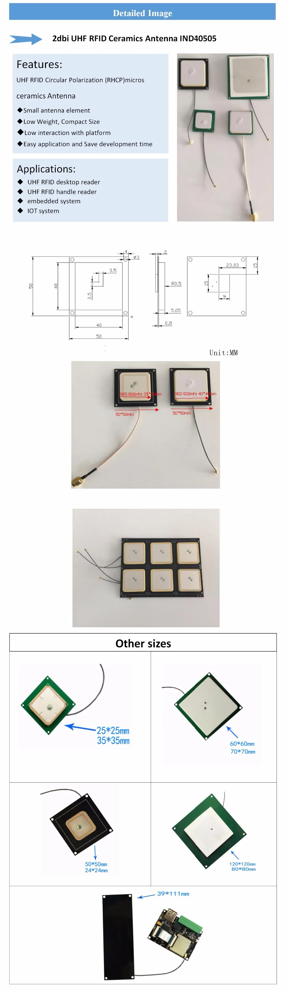 Пассивный мини 2dbi небольшая керамическая антенна rfid uhf работает с uhf rfid считыватель модуль предоставляют бесплатный SDK+ бесплатный анализ метка диапазона uhf rfid теги