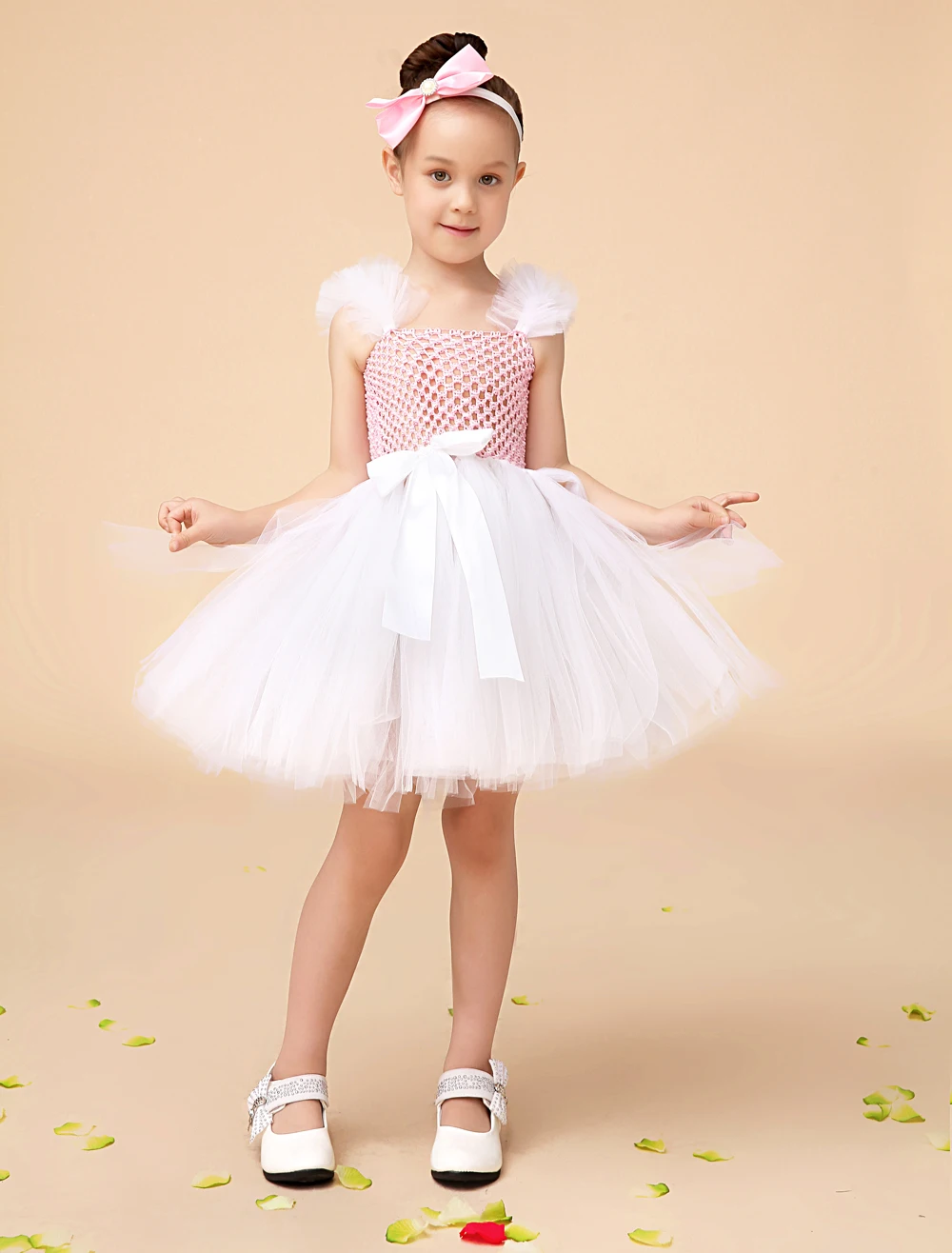 Ball Gown ivory Princess little girls dress Pageant Dresses with sash kids little formal dress