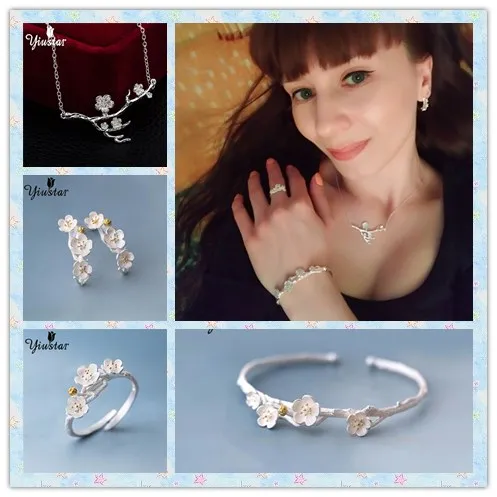 

yiustar New Fashion Fidget Spinner Female Lotus Flower Rings for Women Cherry Flower Jewelry Wedding Gift