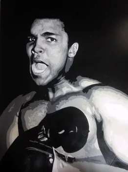 

100%Handmade Muhammad Ali 24x36 Pop art style Oil Painting,NOT a print poster