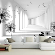 Черный белый кирпич блеск 3d обои фрески стены бумаги для гостиной домашний декор настенные рулоны любовник езда Одуванчик цветочный