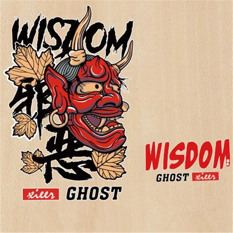 

T shirt women heat transfer printing Japanese ghost Biker patch for clothes iron on transfer patches for clothing 3D stickers