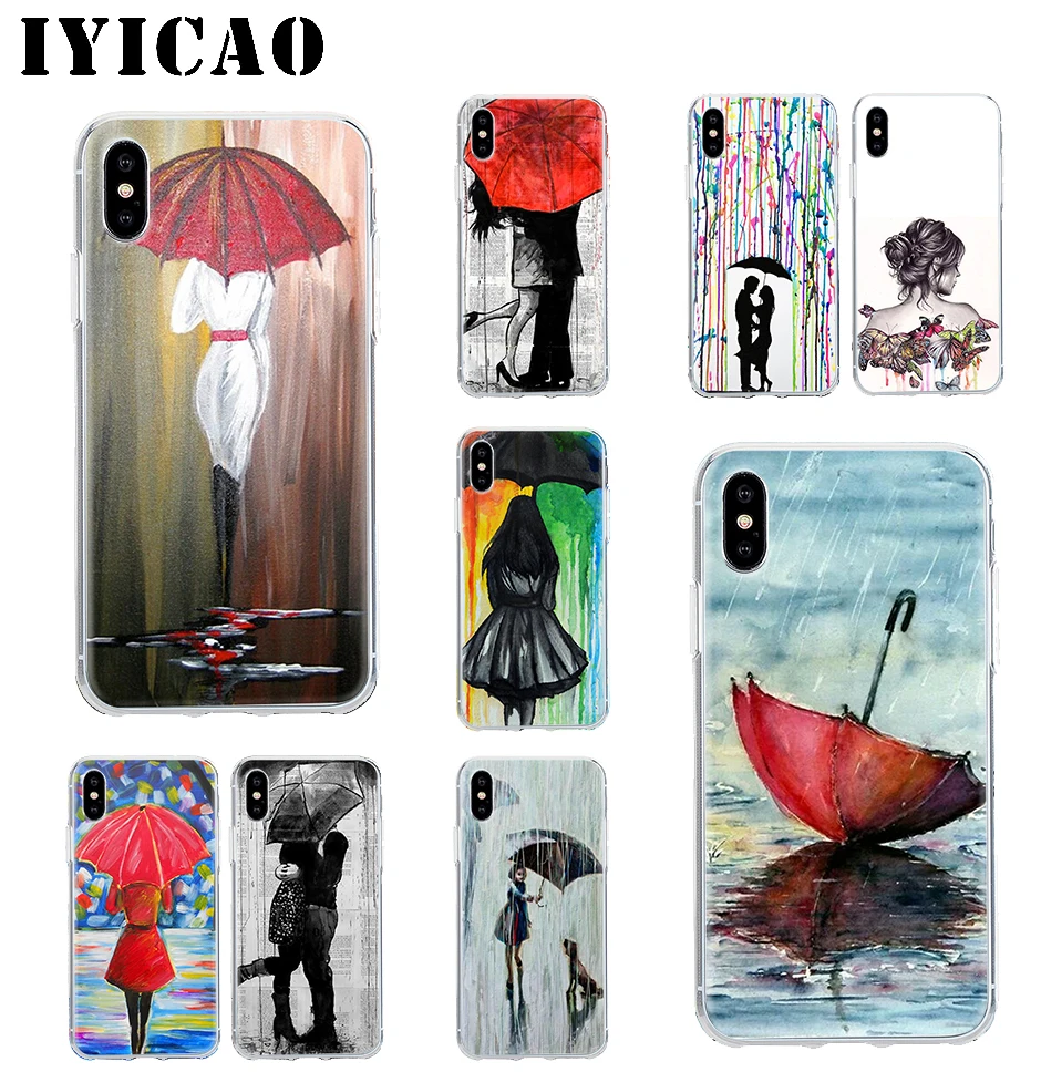 IYICAO Жесткий Чехол для девочек с зонтиком iPhone 4 4S 5 5S Se 6 7plus 8 8Plus X XS MAX XR 6s Plus 11 pro max |