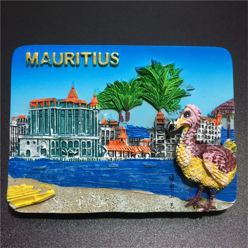 

Mauritius World Travel Souvenir Relief Hand Painted 3D Resin Refrigerator Magnetic Stickers Home Decorations