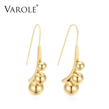 

VAROLE Minimalist beads Dangle Earrings Unique Gold color Earings Drop Earrings For Women Long Earring Fashion Jewelry Brincos