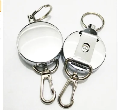 Выдвижное кольцо для ключей ID бейдж талреп Имя тег держатель для карт Recoil катушка Зажим для ремня металлический корпус металлические Чехлы