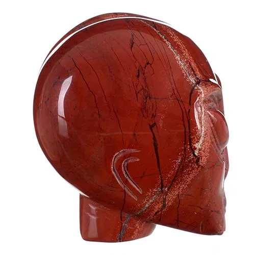 1,9" Натуральная красная яшма резной кристалл инопланетянин череп голова резьба